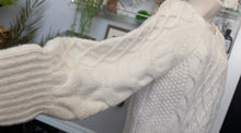 Load image into Gallery viewer, Abercrombie &amp; Fitch Ivory Lantern Sleeve Cable Knit Sweater SM
