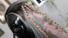 Load image into Gallery viewer, Pink &amp; Aqua Dread Lock Hair Clip Extensions (1pc)
