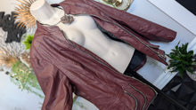 Load image into Gallery viewer, Cleo Burgundy Faux Pu Leather Zipper Moto Jacket XXL
