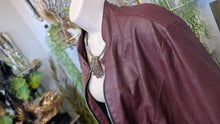 Load image into Gallery viewer, Cleo Burgundy Faux Pu Leather Zipper Moto Jacket XXL
