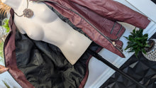 Load image into Gallery viewer, Cleo Burgundy Faux Pu Leather Zipper Moto Jacket XXL
