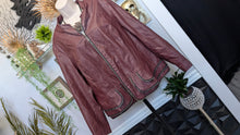 Load image into Gallery viewer, Cleo Burgundy Faux Pu Leather Zipper Moto Jacket XXL
