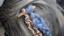 Load image into Gallery viewer, Pink &amp; Periwinkle Dread Lock Hair Clip Extensions (1pc)
