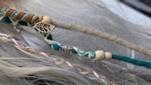 Load image into Gallery viewer, Tan &amp; Teal Dread Lock Hair Clip Extensions (1pc)
