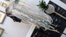 Load image into Gallery viewer, Tan &amp; Teal Dread Lock Hair Clip Extensions (1pc)
