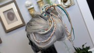 Tan & Teal Dread Lock Hair Clip Extensions (1pc)