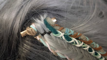 Load image into Gallery viewer, Tan &amp; Teal Dread Lock Hair Clip Extensions (1pc)
