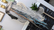 Tan & Aqua Dread Lock Hair Clip Extensions (1pc)