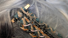 Load image into Gallery viewer, Tan &amp; Aqua Dread Lock Hair Clip Extensions (1pc)
