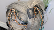 Load image into Gallery viewer, Tan &amp; Aqua Dread Lock Hair Clip Extensions (1pc)
