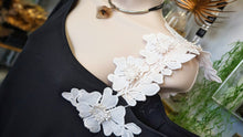 Load image into Gallery viewer, Alfani Black Open Shoulder Floral Trim Top XL
