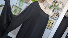 Load image into Gallery viewer, Alfani Black Open Shoulder Floral Trim Top XL
