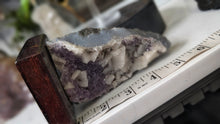 Load image into Gallery viewer, 5" Amethyst &amp; Calcite Crystal Cluster on Wood Stand
