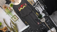 Ocean Vibes Hibiscus Bubbles Black Dress LG-XL