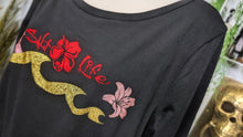 Load image into Gallery viewer, Ocean Vibes Hibiscus Bubbles Black Dress LG-XL
