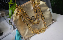 Load image into Gallery viewer, Metallic Gold Chunky Chain Spiked Purse
