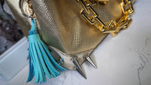 Load image into Gallery viewer, Metallic Gold Chunky Chain Spiked Purse
