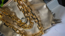 Load image into Gallery viewer, Metallic Gold Chunky Chain Spiked Purse
