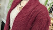Load image into Gallery viewer, Lady Monica Vintage Burgundy Angora Sweater Cardigan XL
