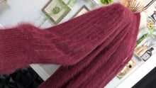Load image into Gallery viewer, Lady Monica Vintage Burgundy Angora Sweater Cardigan XL
