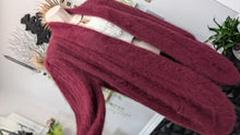Load image into Gallery viewer, Lady Monica Vintage Burgundy Angora Sweater Cardigan XL
