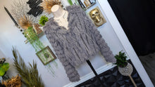 Load image into Gallery viewer, Greylin Grey Faux Fur Shaggy Crop Jacket SM

