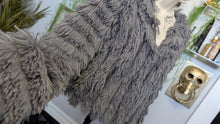 Load image into Gallery viewer, Greylin Grey Faux Fur Shaggy Crop Jacket SM
