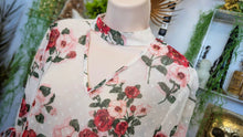 Load image into Gallery viewer, Sheer Boho Sleeve White Floral Blouse Top MD-LG
