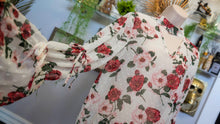 Load image into Gallery viewer, Sheer Boho Sleeve White Floral Blouse Top MD-LG
