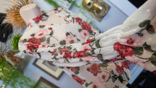 Load image into Gallery viewer, Sheer Boho Sleeve White Floral Blouse Top MD-LG

