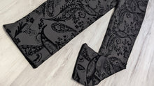 Load image into Gallery viewer, Krazy Larry Velour Embossed Paisley Filigree Pants sz10
