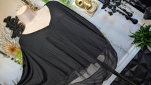 Load image into Gallery viewer, Olivaceous Black Batwing Blouse Sheer Top MD
