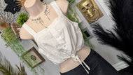 A New Day White Boho Linen Crop Top XS