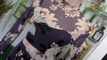 Load image into Gallery viewer, Charlotte Russe Purple Floral Sheer Bodycon Dress XS
