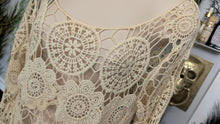 Load image into Gallery viewer, Garage Tan Embroidery Cover Up Dress MD *stained spots*
