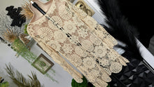 Load image into Gallery viewer, Garage Tan Embroidery Cover Up Dress MD *stained spots*
