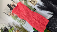 Load image into Gallery viewer, "Snap" Coral Lace Midi Sheath Dress SM
