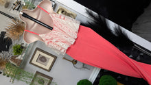 Load image into Gallery viewer, Rebellious One Coral Ivory Lace Maxi Dress MD
