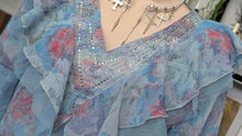 Load image into Gallery viewer, Aodizi Rhinestone Ruffle Sheer Blouse SM
