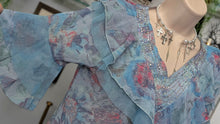 Load image into Gallery viewer, Aodizi Rhinestone Ruffle Sheer Blouse SM
