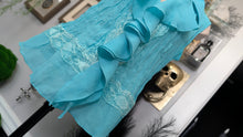 Load image into Gallery viewer, Jaipur Blue Smocked Ruffle Blouse Tank Top SM
