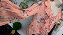 Load image into Gallery viewer, Rue21 Coral Floral Ruffle Blouse Top SM
