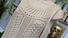 Load image into Gallery viewer, Jessica Simpson Ivory Mesh Knit Open Shoulder Sweater SM
