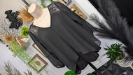 ByBy Black Lace Sheer Blouse Top SM