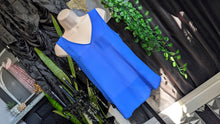 Load image into Gallery viewer, Naked Zebra Blue Sheer Surplice Back Tank Top SM
