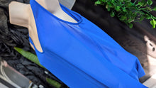 Load image into Gallery viewer, Naked Zebra Blue Sheer Surplice Back Tank Top SM
