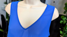 Load image into Gallery viewer, Naked Zebra Blue Sheer Surplice Back Tank Top SM
