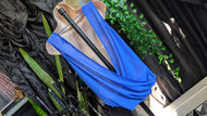 Naked Zebra Blue Sheer Surplice Back Tank Top SM