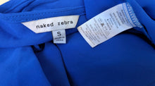 Load image into Gallery viewer, Naked Zebra Blue Sheer Surplice Back Tank Top SM
