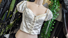 Load image into Gallery viewer, Princess Polly White Satiny Blouson Crop Top sz4/SM
